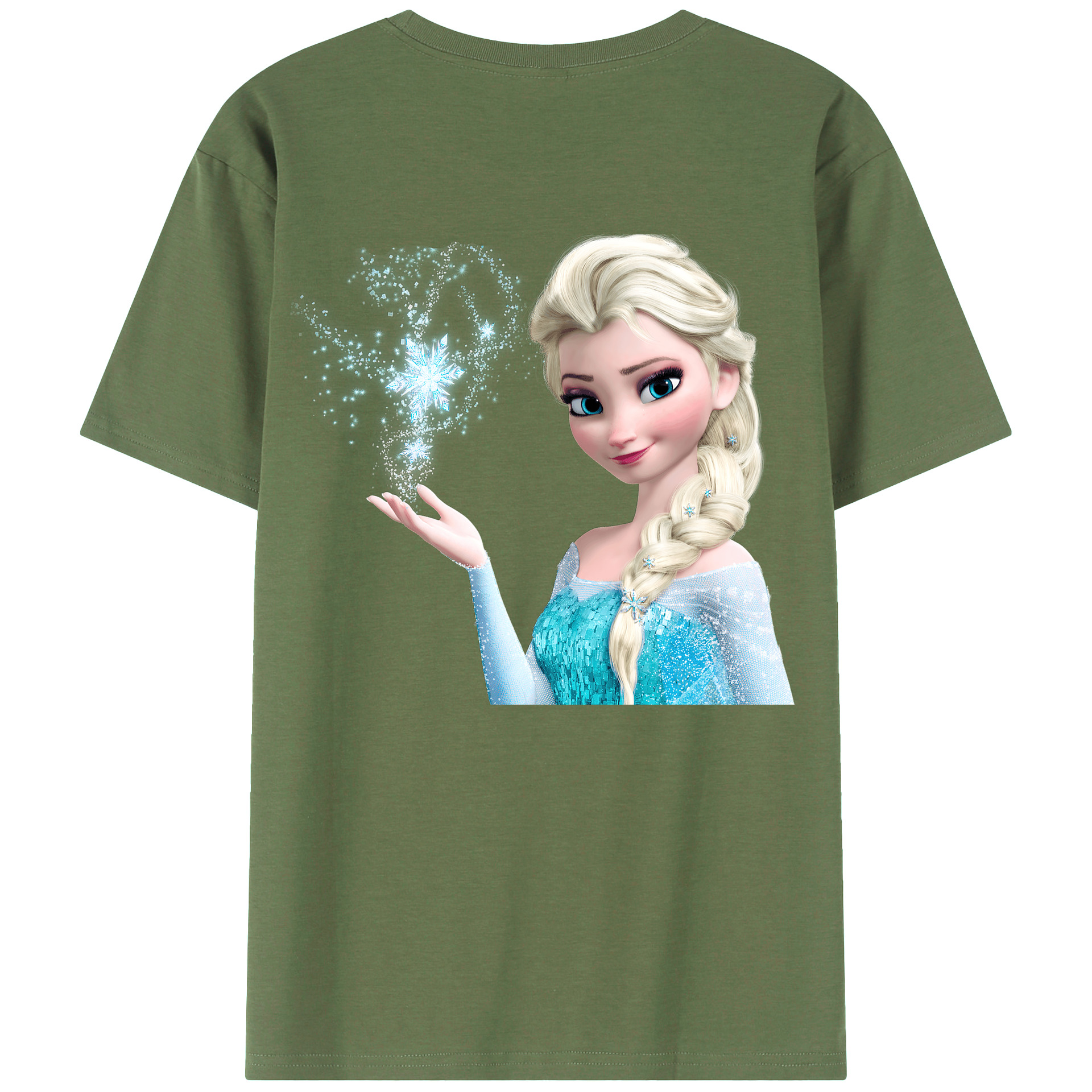 （画像用） アナと雪の女王 アンナ エルサ Frozen Anna Elsa 綿100％ メンズ半袖Tシャツ（バックプリント） 通気性